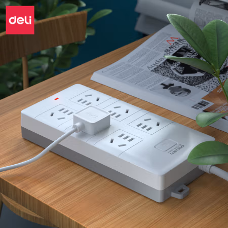 得力18168-10插座_6组_10米_PVC袋装(白)(只)