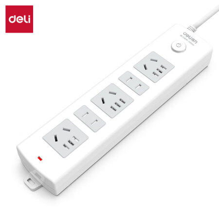 得力18202插座_3+2_2米_PVC袋装(白)(只)