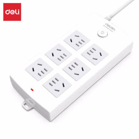 得力18207插座_6组_10米_PVC袋装(白)(只)