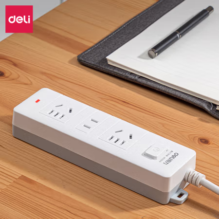 得力18173(1.8)延长线插座_2+1_1.8米_PE袋装(白)(个)