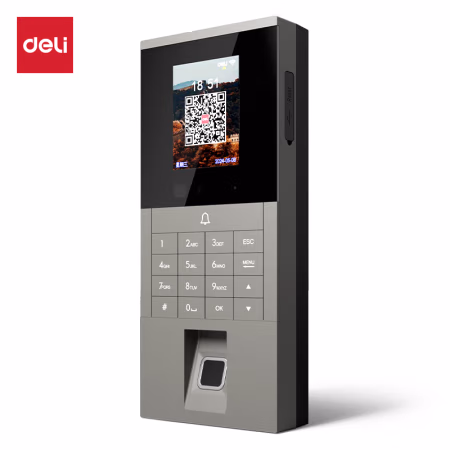 得力AL300C人脸指纹混合识别门禁考勤机(银灰)(台)