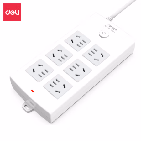 得力18206插座_6组_5米_PVC袋装(白)(只)