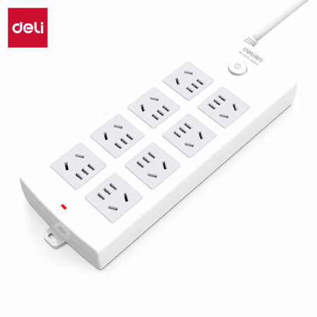 得力18212插座_8组_5米_PVC袋装(白)(只)