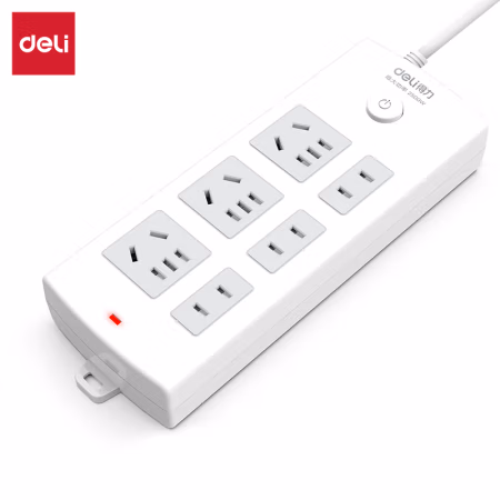 得力18208插座_3+3_2米_PVC袋装(白)(只)