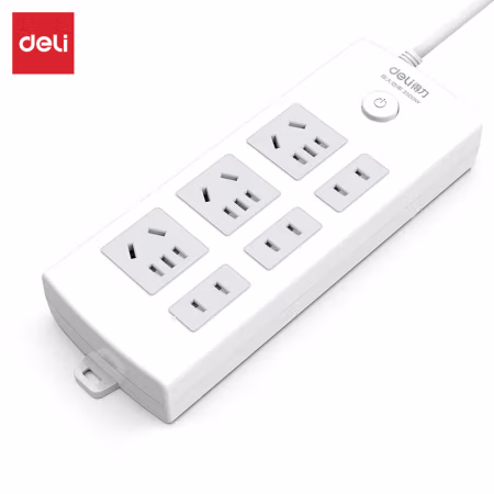 得力18210插座_3+3_5米_PVC袋装(白)(只)