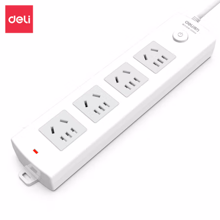 得力18203插座_4组_3米_PVC袋装(白)(只)