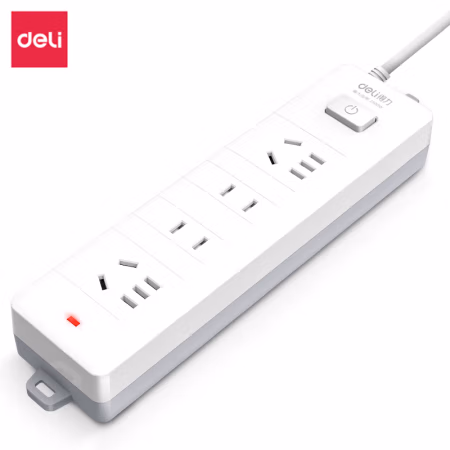 得力18163(1.8)延长线插座_2+2_1.8米_PE袋装(白)(个)