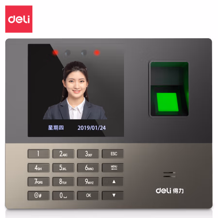 得力13888S指纹人脸考勤机(银灰色)(台)