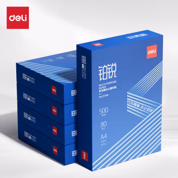 得力ZF567铂锐复印纸A4-80g-5包(蓝)(包)