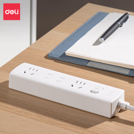 得力LX111(1.8)莹白系列延长线插座_2+2_1.8米_PVC袋(白)(个