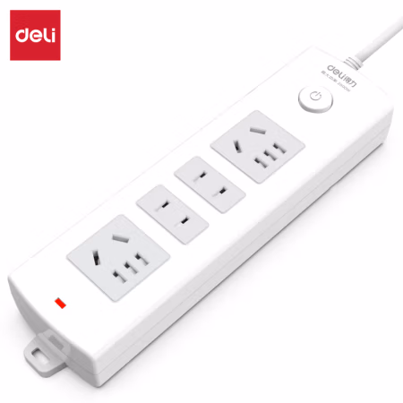 得力18201插座_2+2_2米_PVC袋装(白)(只)