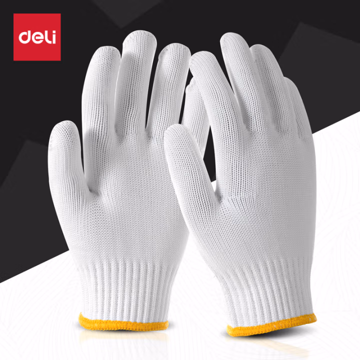 得力得心LQ621-纱线手套(白色)(均码,12双/包)