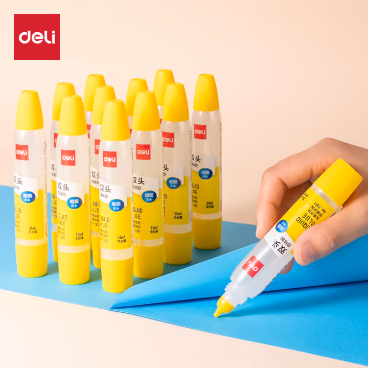 得力7311双头液体胶(蓝)(35ml/瓶)