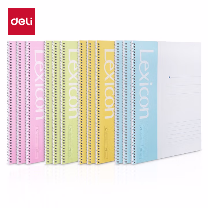 得力7681办公螺旋本(混)-40张-A5(本)