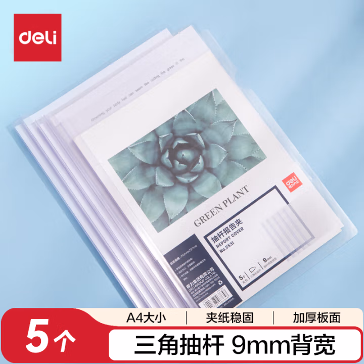 得力5531透明三角杆背宽9mm(透明)(5个/包)