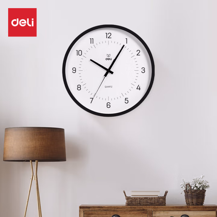 得力LE402-性价比款14寸挂钟(黑)(台)