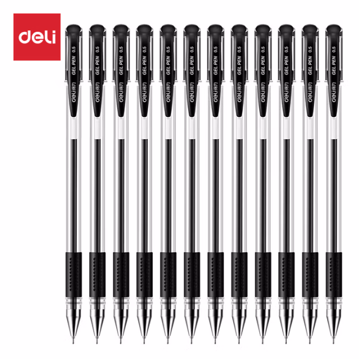 得力6601中性笔0.5mm半针管(黑)(支)