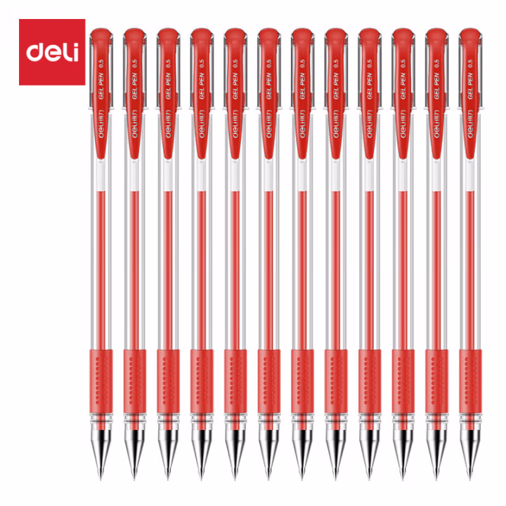 得力6600中性笔0.5mm子弹头(红)(支)