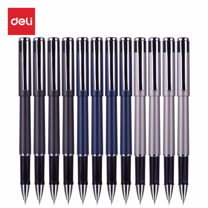 得力S19办公大容量中性笔0.5mm子弹头(黑)