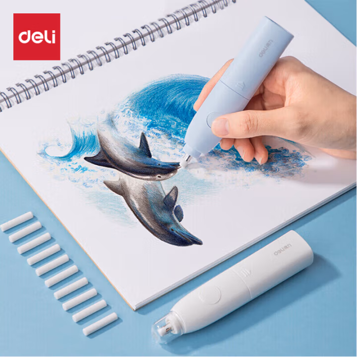 得力71073电动橡皮擦(浅蓝)