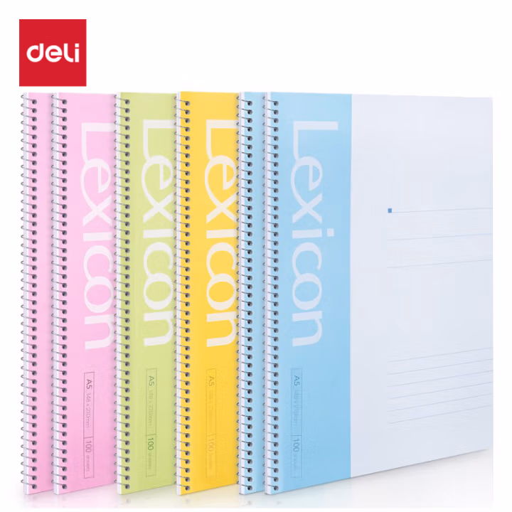 得力7685办公螺旋本(混)-100张-A5(本)