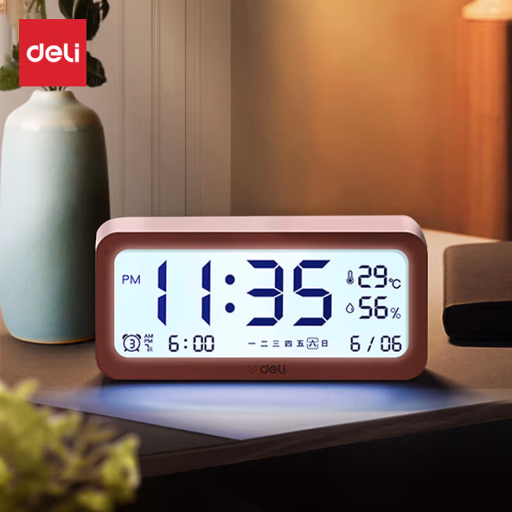 得力8826多功能电子钟(粉色)(只)