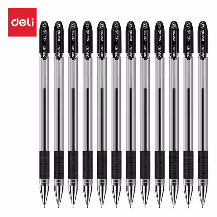 得力S55中性笔0.5mm半针管(黑)(支)