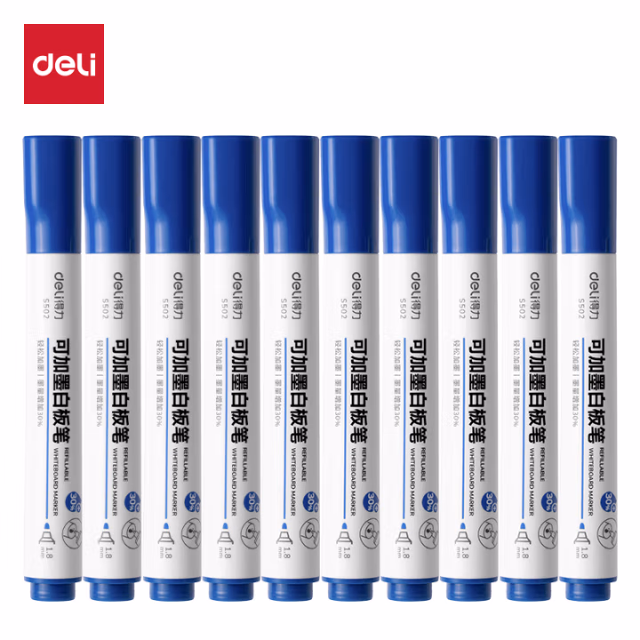 得力S502可加墨白板笔(蓝)(支)