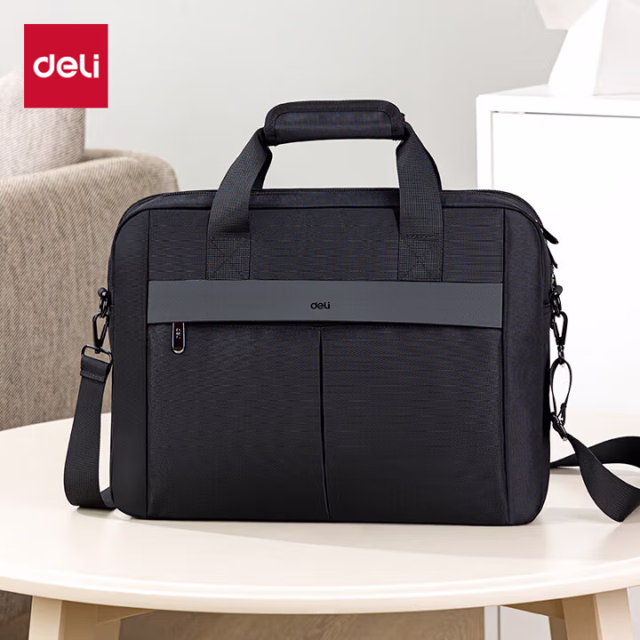 得力BG139轻商务双主袋公文包(黑)(个)