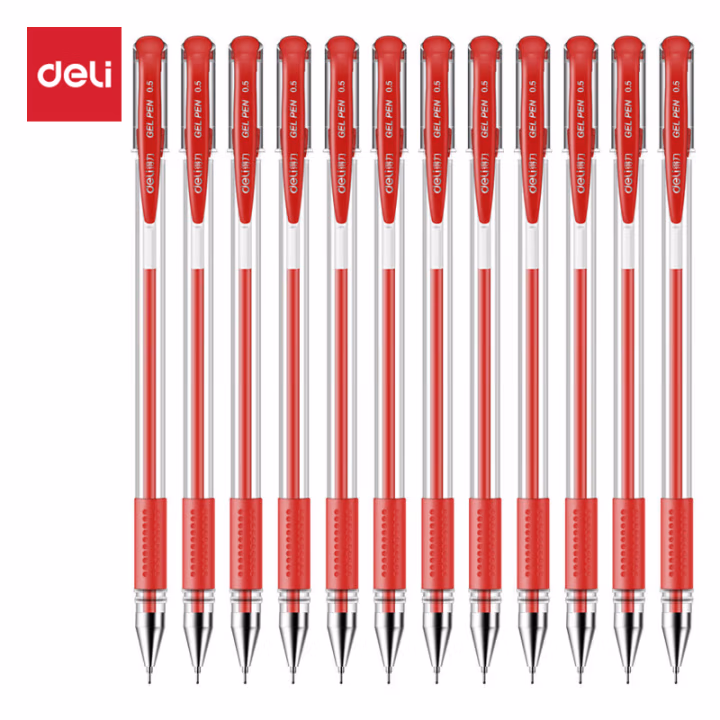 得力6601中性笔0.5mm半针管(红)(支)