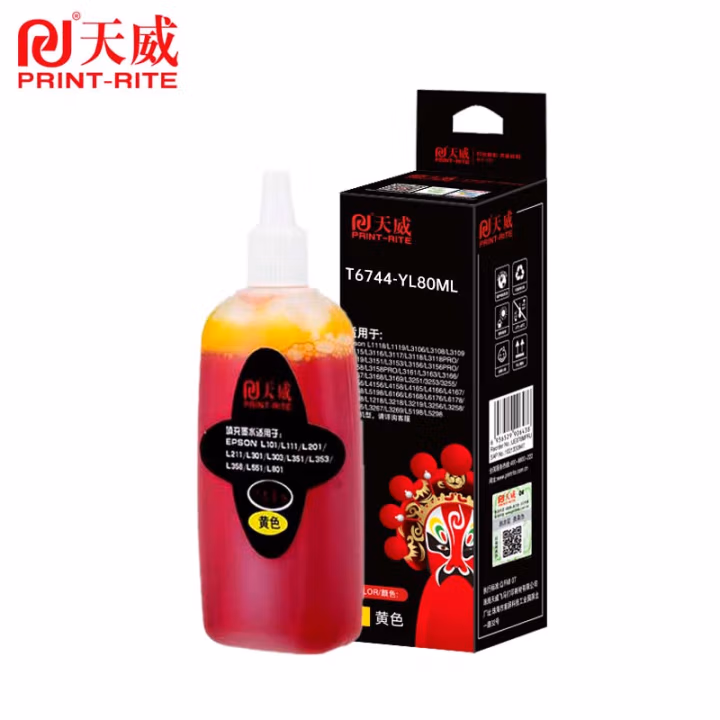 天威(PrintRite) T6744 脸谱装 80ml 通用 适用于EPSON L101/L201/L801 打印用墨  (计价单位：支) 黄色