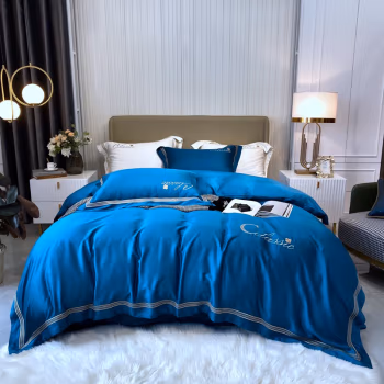 伊伊爱 TJ0SMR2100816 /200*230cm 60支天丝绣花四件套 (计价单位：套) 四叶草蓝