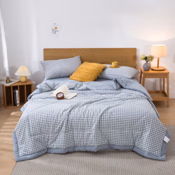 弗切尔珀榕 FCW0220458 220*240cm 纯棉小格子系列棉花夏被 1.00 件/条 (计价单位：条) 水蓝小格
