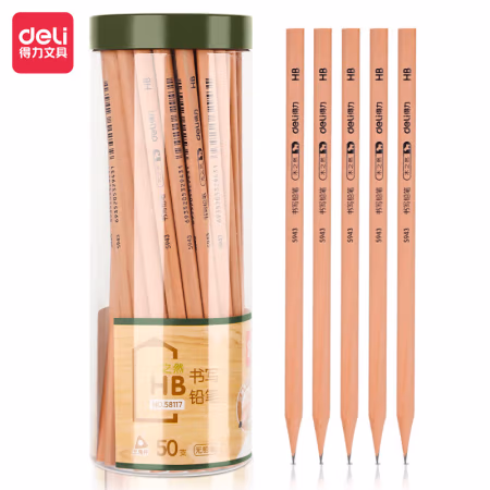 得力(deli) 58117-HB原木书写(原木色) 铅笔 50.00 支/筒 (计价单位：筒) 原木色