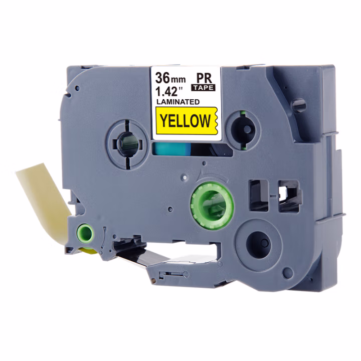 天威标签色带适用兄弟标签机色带覆膜标签 标签打印机色带不干胶标签纸 TZw661 黄底黑字 36mm