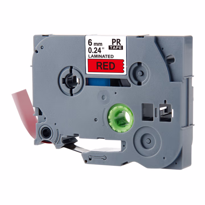 天威标签色带适用兄弟标签机色带覆膜标签 标签打印机色带不干胶标签纸 TZw411 红底黑字 6mm