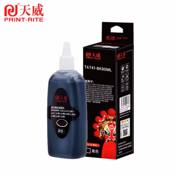 天威(PrintRite) T6741 脸谱装 80ml 通用 适用于EPSON L101/L201/L801 打印用墨  (计价单位：支) 黑色
