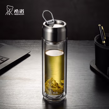 希诺(HEENOOR) XN-6776 400ml 双层 玻璃杯 (计价单位：个) 本色