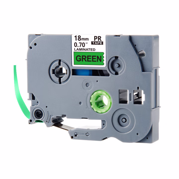 天威标签色带适用兄弟标签机色带覆膜标签 标签打印机色带不干胶标签纸 TZw741 绿底黑字 18mm