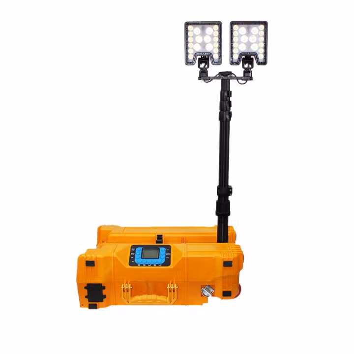 简鼎 JD6418A 2*60W DC21.6V 5700K 灯头IP66/箱体IP65 34Ah LED多功能移动照明平台 移动升降工作灯 (计价单位：台) 黄色