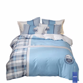 安居先森 D1563三件套 焕彩喷气全棉印花单人床三件套活性印染 (计价单位：套) 蓝色