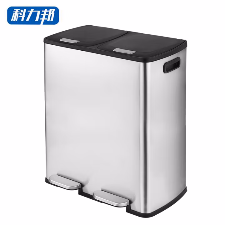 科力邦(Kelibang) KB1080 0.35mm410不锈钢+PP塑料60L 双桶 垃圾桶 (计价单位：个) 不锈钢色