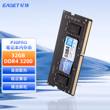 忆捷（EAGET） P30PRO-32G/3200 DDR4 笔记本内存条 (计价单位：个) 黑色