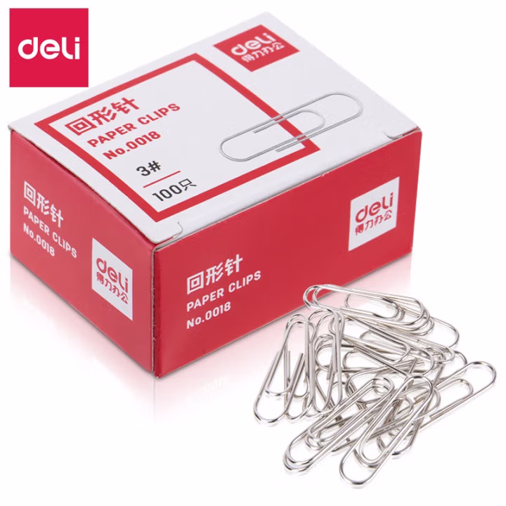得力  0018 29mm 回形针 100枚/盒 回形针 10盒装  (计价单位：盒) 银色