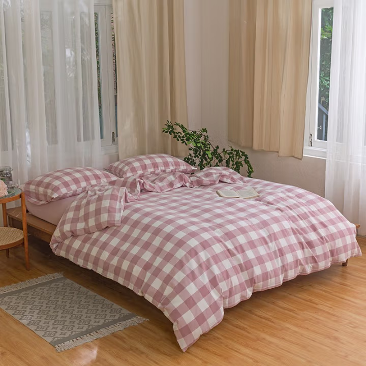弗切尔珀榕 FSXM210155 /200*230cm水洗棉中格四件套 床上套件 (计价单位：套) 粉