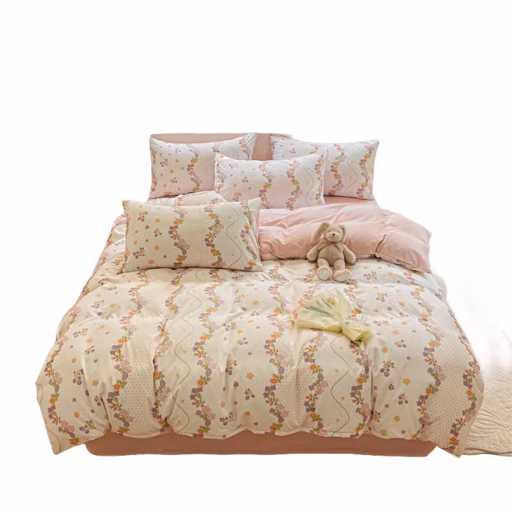 纺语柔 F1009 1.2m床 纯棉印花田园系列 床单被罩枕套三件套 (计价单位：套) 樱花灿烂