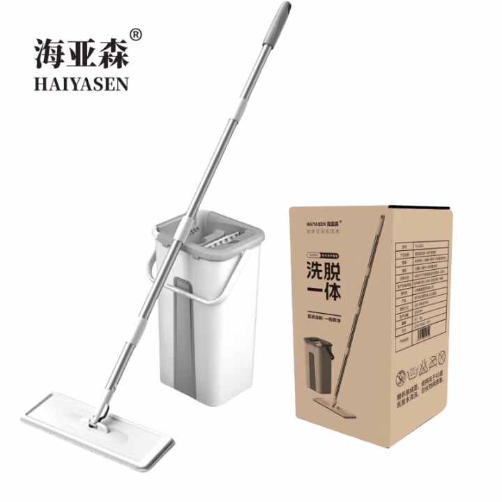 海亚森 TK-2024 白色加厚桶+1拖杆+2拖布 拖把套装 1.00 把/套 (计价单位：套) 米白色