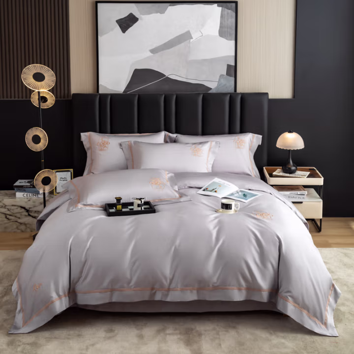 汉司家纺 200*230cm 丝滑裸感天丝棉蕾拉款 床上四件套 床上套件 (计价单位：套) 银灰