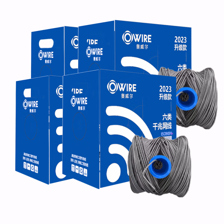 奥威尔(OWIRE) SSKJ-C6-66BL 0.56mm加粗线径 灰 六类4对非屏蔽网线 305.00 米/箱 (计价单位：箱) 灰色