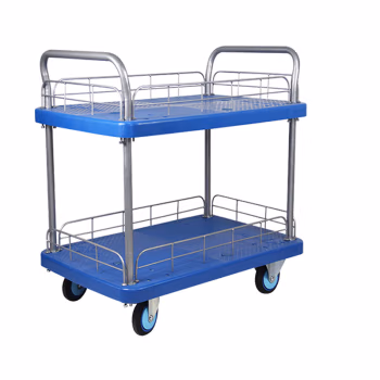 苏识 QSHL-48 48*72cm黑弹轮 双层护栏平板手推车 (计价单位：辆) 蓝色